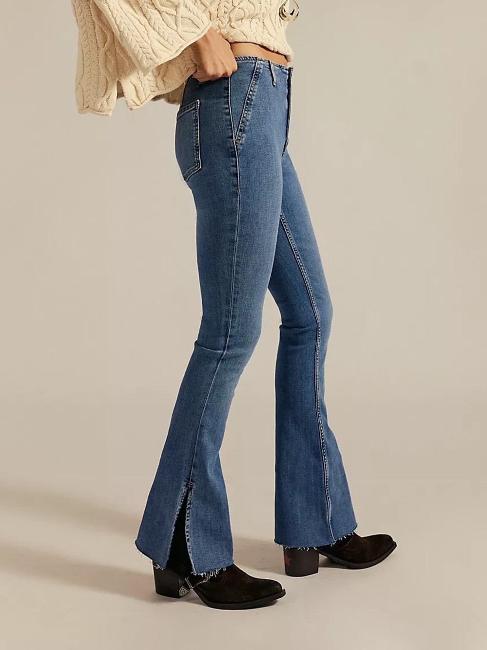 NWT We the Free Level Up Split Bootcut Jeans in Sunburst Blue Womens Size 27